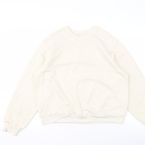 Hollister Women Beige Crew Neck Pullover Sweatshirt S