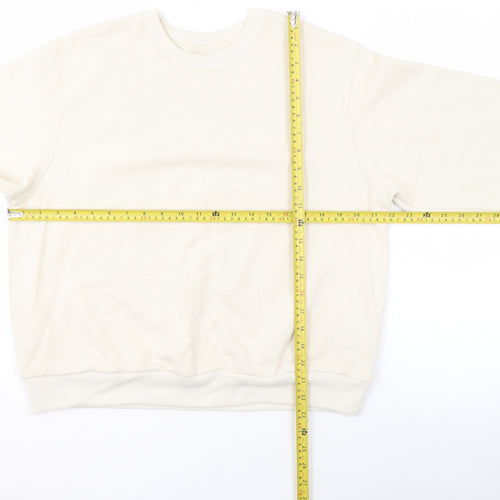 Hollister Women Beige Crew Neck Pullover Sweatshirt S