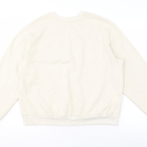 Hollister Women Beige Crew Neck Pullover Sweatshirt S