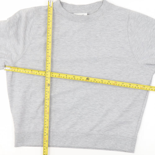 Monki Women's Grey Pullover Sweatshirt XS Relaxed Fit Crew Neck