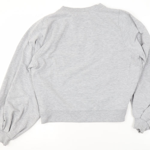 Monki Women's Grey Pullover Sweatshirt XS Relaxed Fit Crew Neck