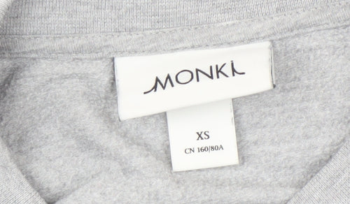 Monki Women's Grey Pullover Sweatshirt XS Relaxed Fit Crew Neck