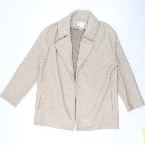 Zara Women Beige Mid-Length Open Front Polyester Coat Size S