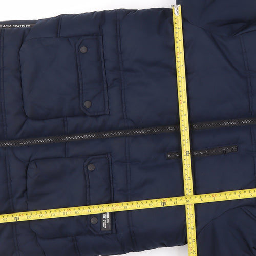 Marks and Spencer Boys Blue Hooded Puffer Jacket 12-13 Years Shower Resistant