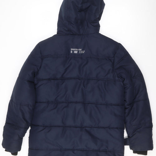Marks and Spencer Boys Blue Hooded Puffer Jacket 12-13 Years Shower Resistant