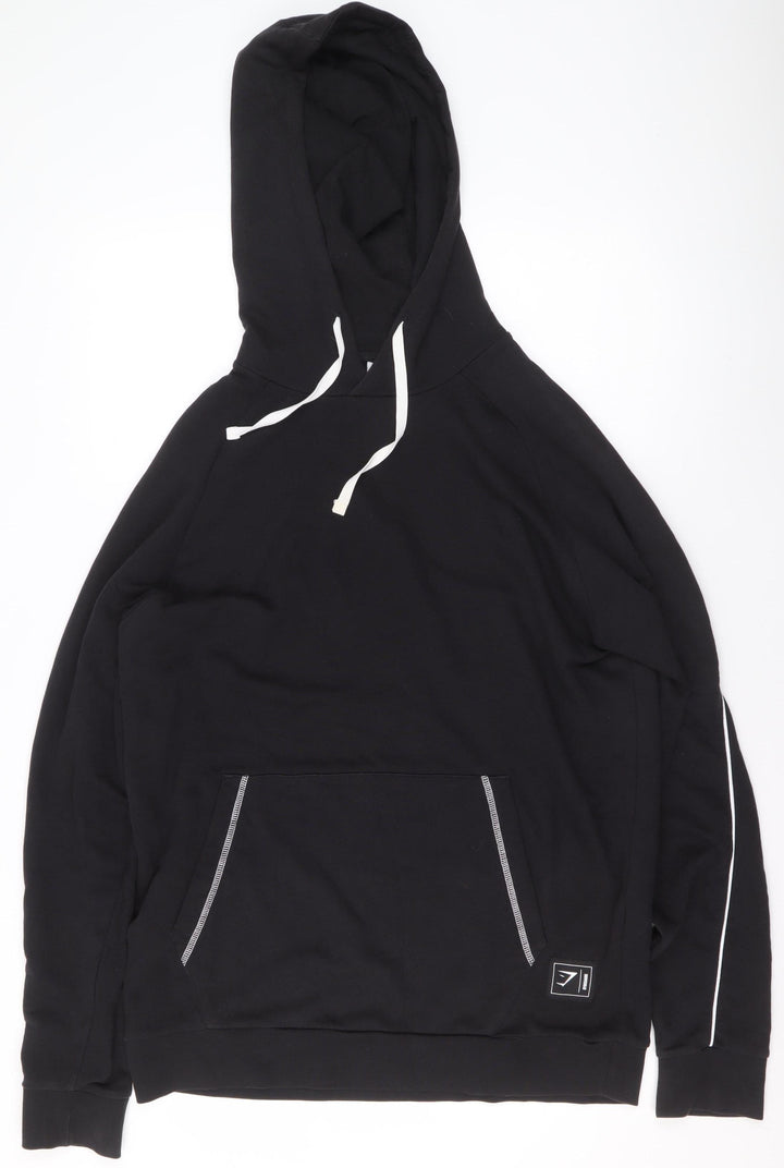 Gymshark Women Black S Pullover Hoodie Cotton Blend Drawstring