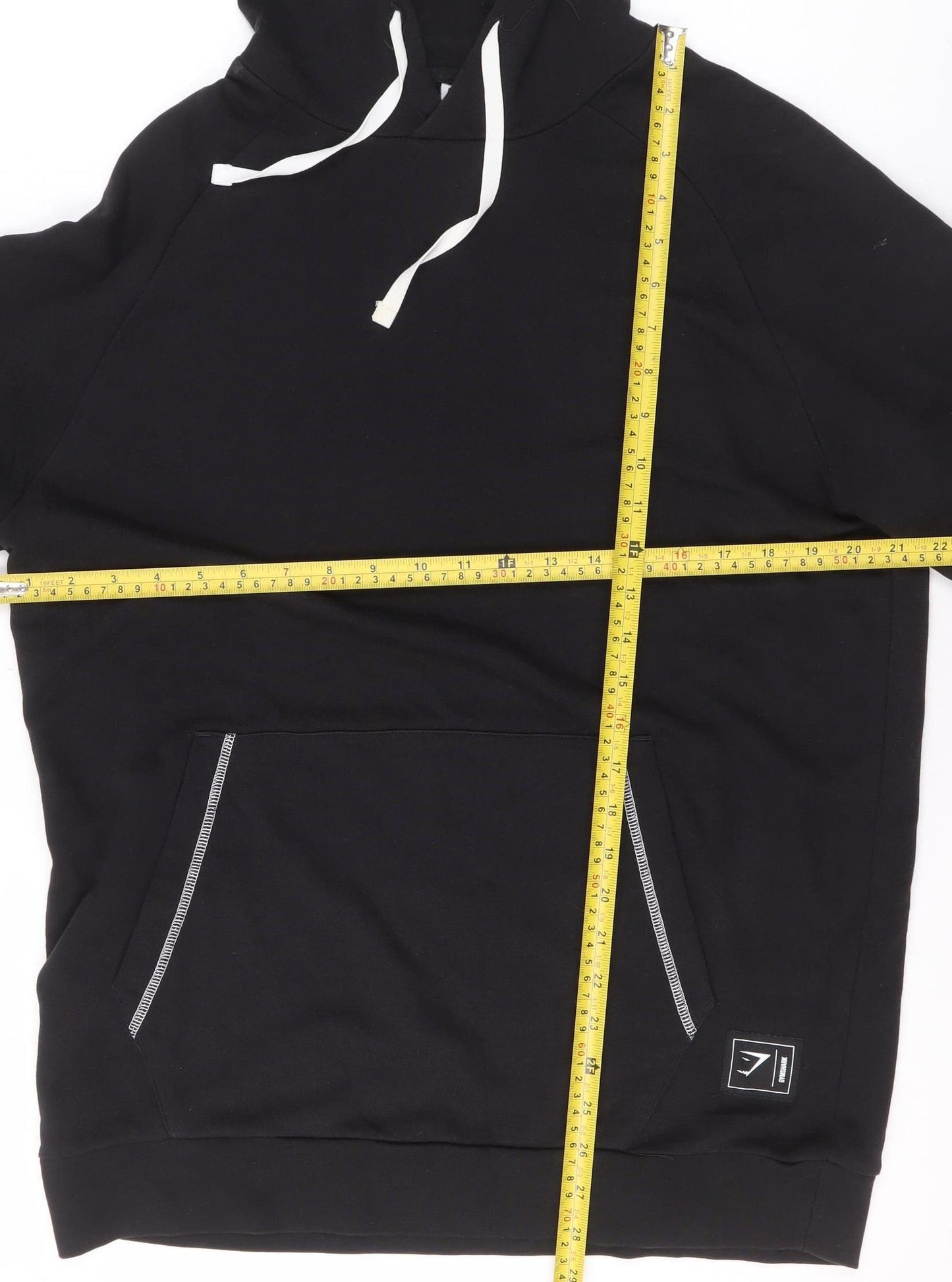 Gymshark Women Black S Pullover Hoodie Cotton Blend Drawstring