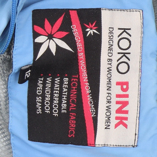 Koko Pink Womens Blue Waterproof Hooded Parka Jacket Size 12
