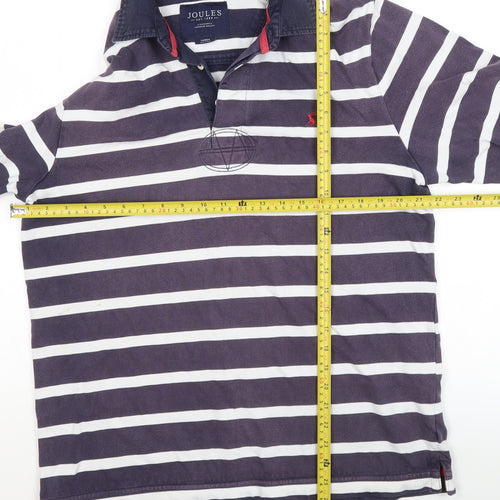 Joules Women's Navy White Stripe Henley Sweatshirt Size L Cotton