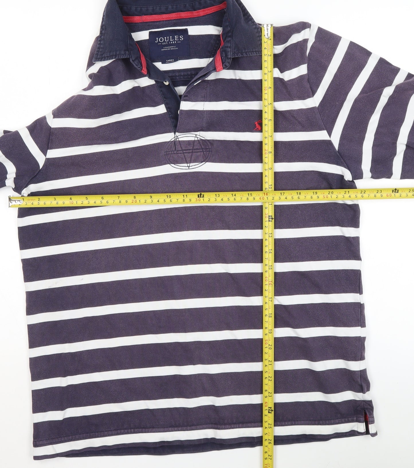 Joules Women's Navy White Stripe Henley Sweatshirt Size L Cotton