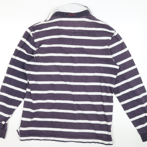 Joules Women's Navy White Stripe Henley Sweatshirt Size L Cotton
