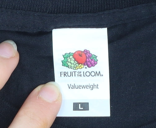 Fruit of the Loom Men's Black L Beer Sports Graphic T-Shirt