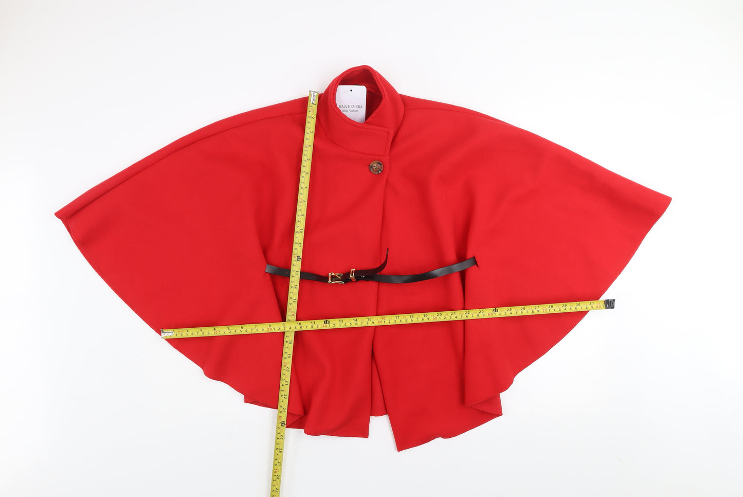 Maia Hemera Women’s Red Cape High Neck Belted Polyester One Size