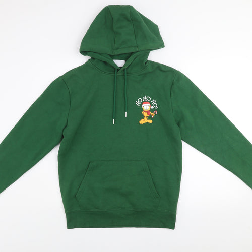 Garfield Men's Green XL Pullover Hoodie Christmas Graphic Sweatshirt