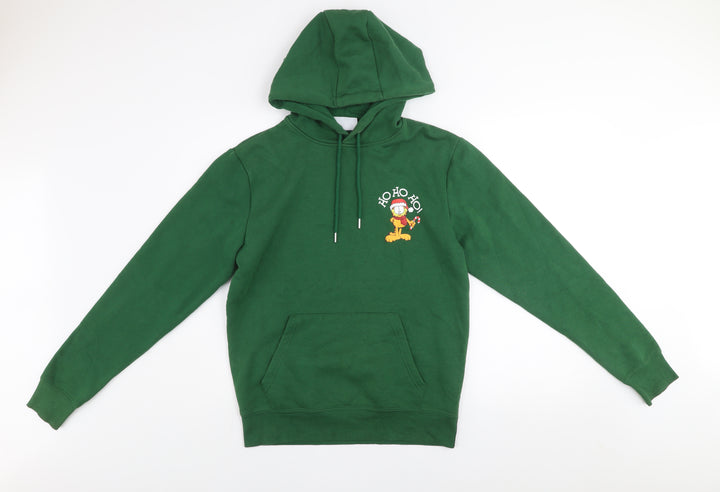 Garfield Men's Green XL Pullover Hoodie Christmas Graphic Sweatshirt