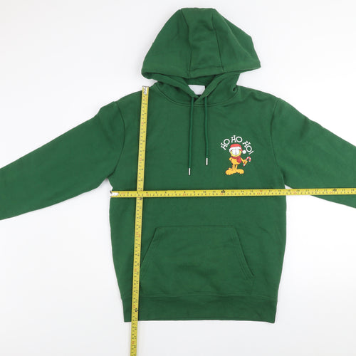 Garfield Men's Green XL Pullover Hoodie Christmas Graphic Sweatshirt