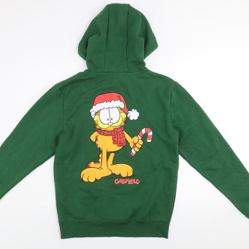 Garfield Men's Green XL Pullover Hoodie Christmas Graphic Sweatshirt