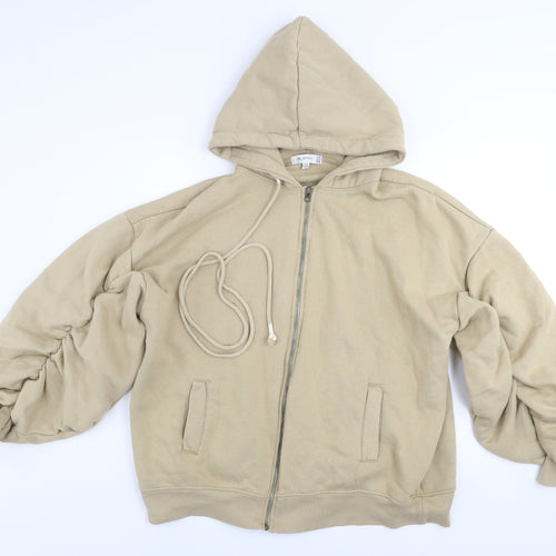 RE_STYLD Women’s Beige Hooded Zip Track Jacket Size 10 Cotton Blend