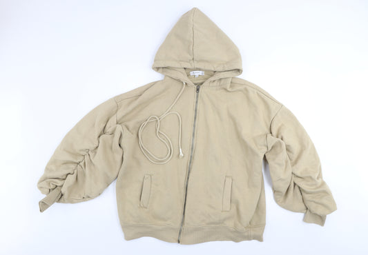 RE_STYLD Women’s Beige Hooded Zip Track Jacket Size 10 Cotton Blend