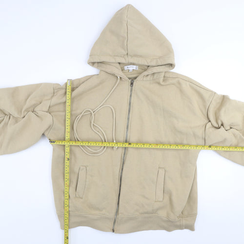 RE_STYLD Women’s Beige Hooded Zip Track Jacket Size 10 Cotton Blend