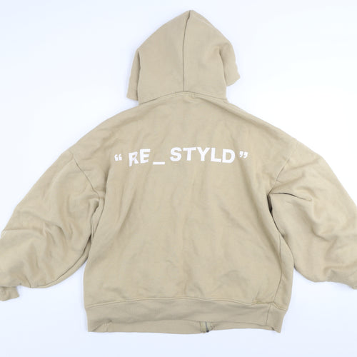 RE_STYLD Women’s Beige Hooded Zip Track Jacket Size 10 Cotton Blend