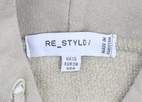 RE_STYLD Women’s Beige Hooded Zip Track Jacket Size 10 Cotton Blend