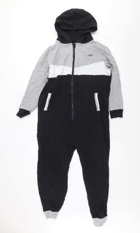 Next Boys Black & Grey Hooded One Piece Pyjamas - 10 Years
