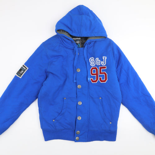 Smith & Jones Men's Blue L Hooded Casual Varsity Jacket
