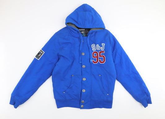 Smith & Jones Men's Blue L Hooded Casual Varsity Jacket