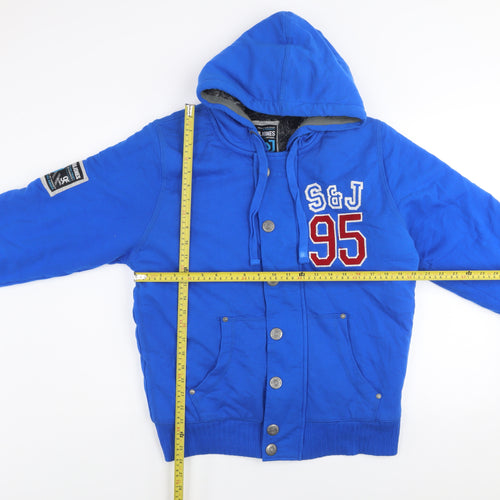Smith & Jones Men's Blue L Hooded Casual Varsity Jacket