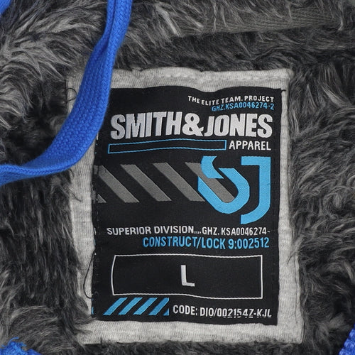 Smith & Jones Men's Blue L Hooded Casual Varsity Jacket