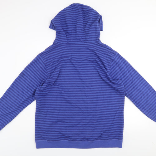 Sugarhill Women Blue Striped Pullover Hoodie Size M Cotton Blend