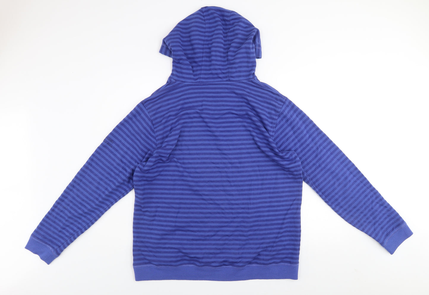 Sugarhill Women Blue Striped Pullover Hoodie Size M Cotton Blend