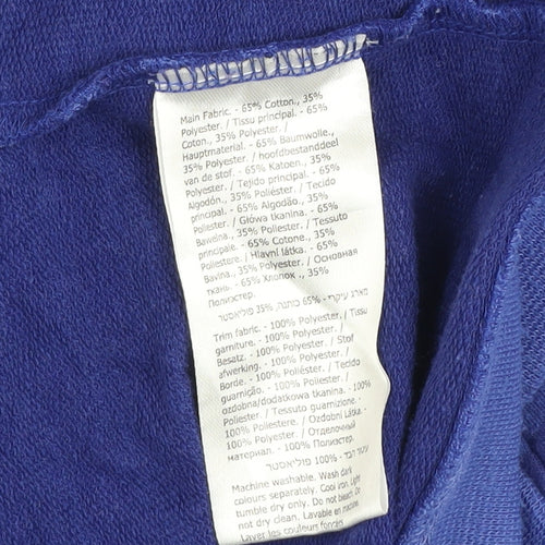 Sugarhill Women Blue Striped Pullover Hoodie Size M Cotton Blend