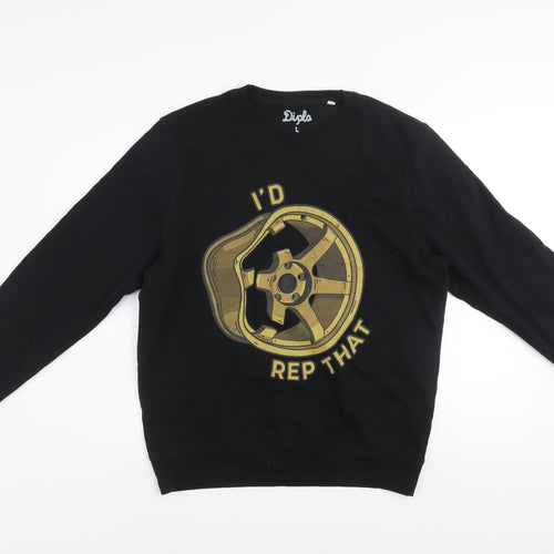 Diplo Men's Black Graphic Crew Neck Pullover Sweatshirt L