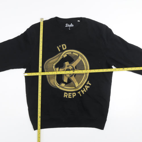 Diplo Men's Black Graphic Crew Neck Pullover Sweatshirt L