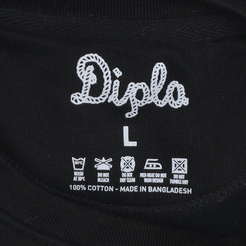 Diplo Men's Black Graphic Crew Neck Pullover Sweatshirt L
