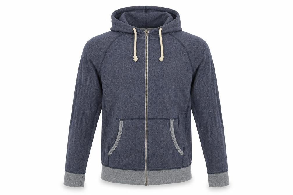 Front view of Next Men's Blue Cotton Full Zip Hooded Active Jacket, size L