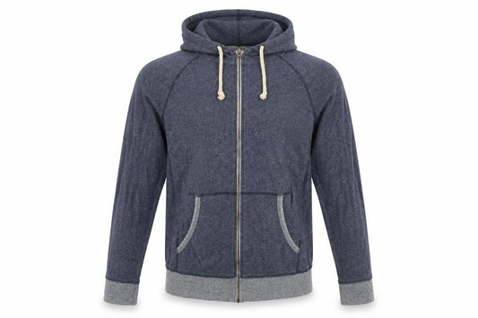 Front view of Next Men's Blue Cotton Full Zip Hooded Active Jacket, size L