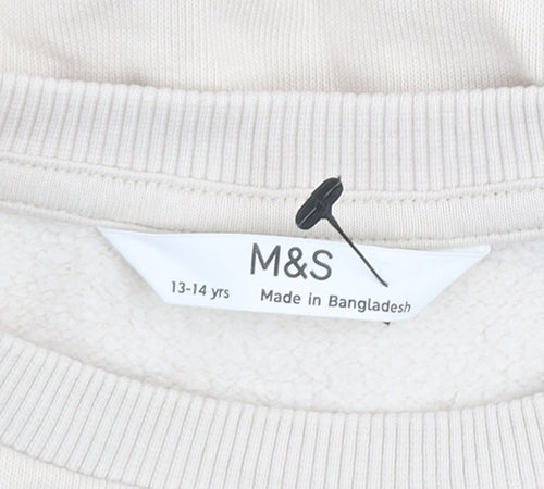 Marks and Spencer Girls Beige Animal Print Pullover Sweatshirt 13-14 Years