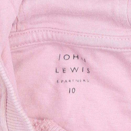 John Lewis Girls Pink Cotton Pullover Hoodie Age 10 Years
