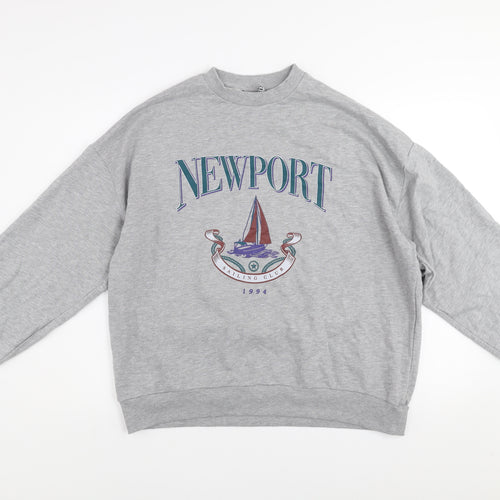ASOS Design Women's Grey Newport Graphic Pullover Sweatshirt UK 8 Tall