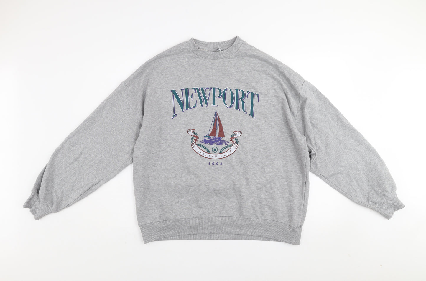 ASOS Design Women's Grey Newport Graphic Pullover Sweatshirt UK 8 Tall