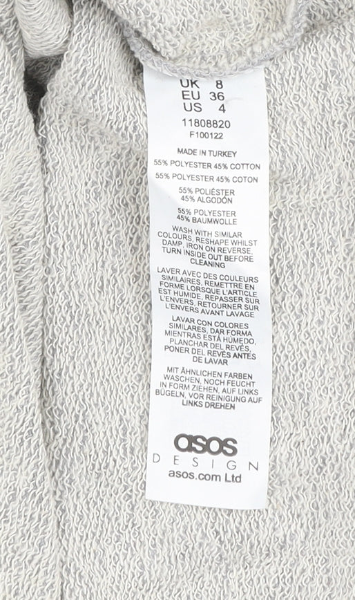 ASOS Design Women's Grey Newport Graphic Pullover Sweatshirt UK 8 Tall