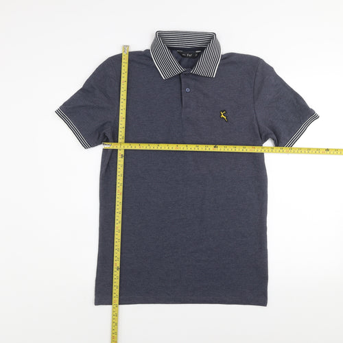 F&F Men's Blue Short Sleeve Polo Shirt Size S Cotton Blend