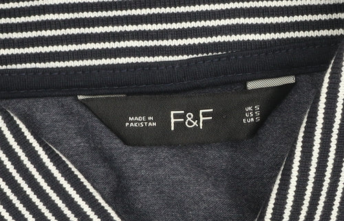 F&F Men's Blue Short Sleeve Polo Shirt Size S Cotton Blend