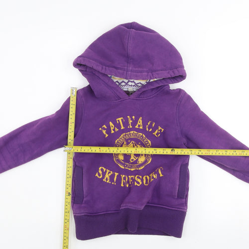 Fat Face Girls Purple Hoodie 8-9 Years Pullover Fleece Ski Resort Style