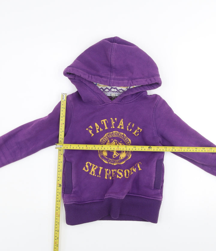 Fat Face Girls Purple Hoodie 8-9 Years Pullover Fleece Ski Resort Style