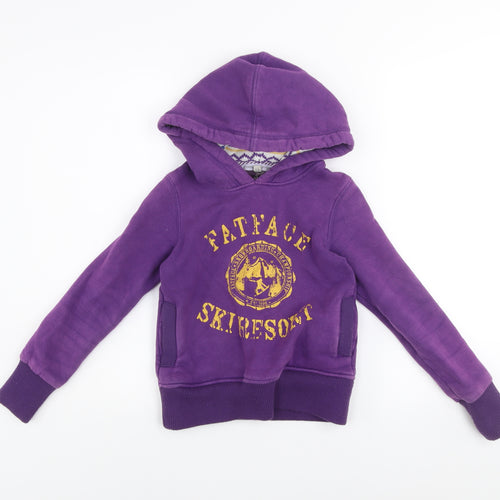 Fat Face Girls Purple Hoodie 8-9 Years Pullover Fleece Ski Resort Style