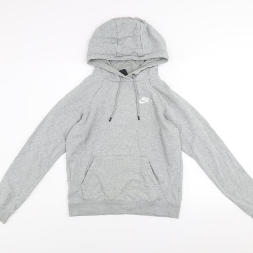 Nike Women Grey Pullover Hoodie XS Cotton Blend Casual Sweatshirt